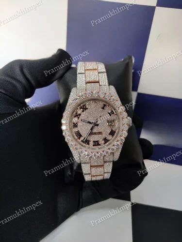 fake full diamond watches|moissanite bust down watch.